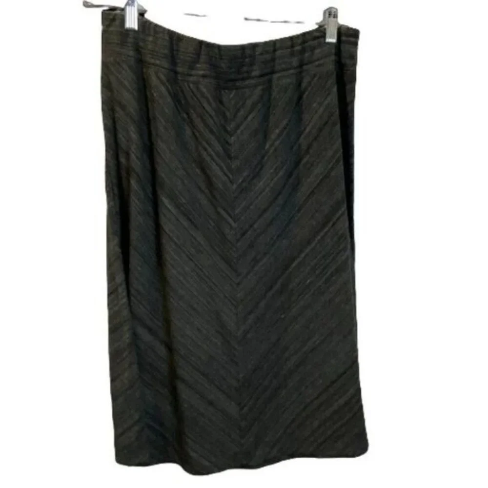 Ava & Viv Grey‎ V Striped Pull Up Stretch Knee Length Skirt Size X  (plus size)